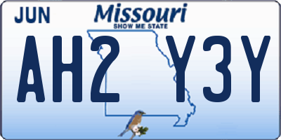 MO license plate AH2Y3Y
