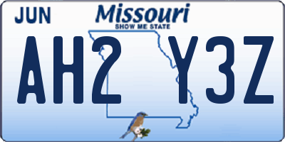 MO license plate AH2Y3Z