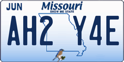 MO license plate AH2Y4E