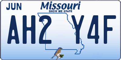 MO license plate AH2Y4F