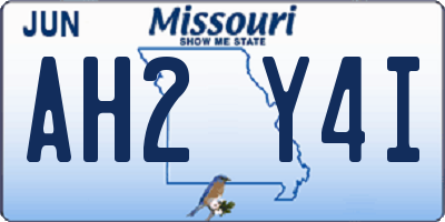 MO license plate AH2Y4I