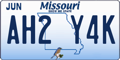 MO license plate AH2Y4K