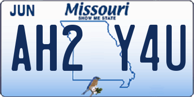 MO license plate AH2Y4U