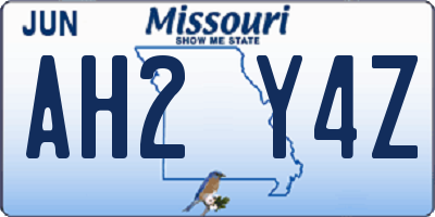 MO license plate AH2Y4Z