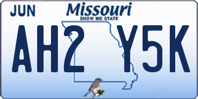 MO license plate AH2Y5K
