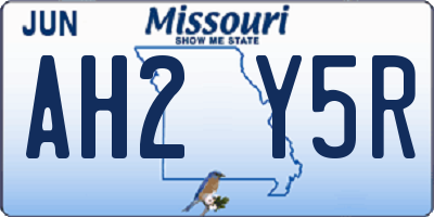 MO license plate AH2Y5R