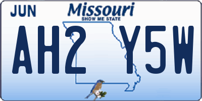 MO license plate AH2Y5W