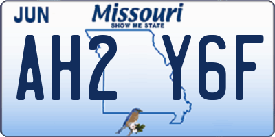 MO license plate AH2Y6F