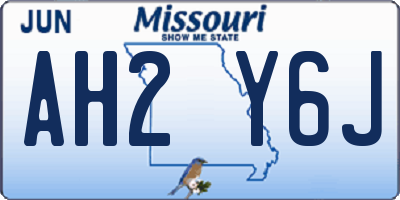 MO license plate AH2Y6J