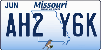 MO license plate AH2Y6K