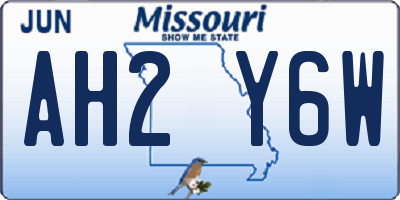 MO license plate AH2Y6W