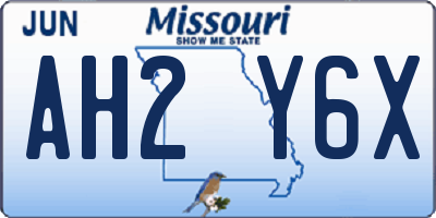 MO license plate AH2Y6X