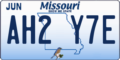 MO license plate AH2Y7E