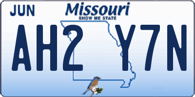 MO license plate AH2Y7N