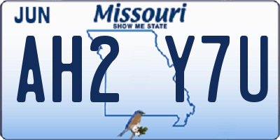 MO license plate AH2Y7U