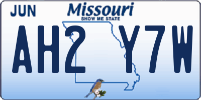 MO license plate AH2Y7W