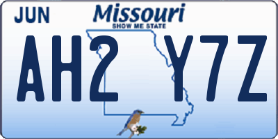 MO license plate AH2Y7Z