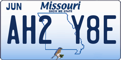 MO license plate AH2Y8E