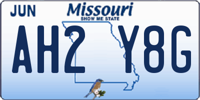 MO license plate AH2Y8G