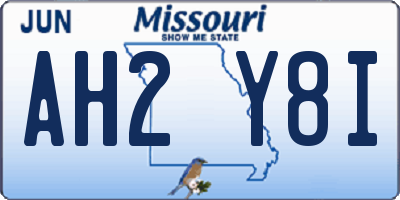 MO license plate AH2Y8I
