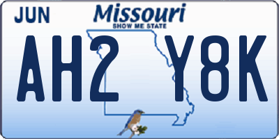 MO license plate AH2Y8K