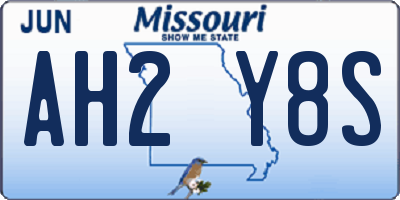 MO license plate AH2Y8S