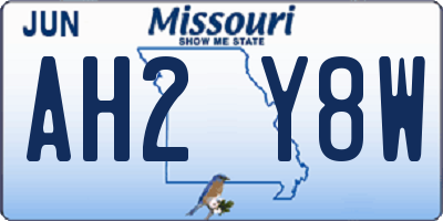 MO license plate AH2Y8W