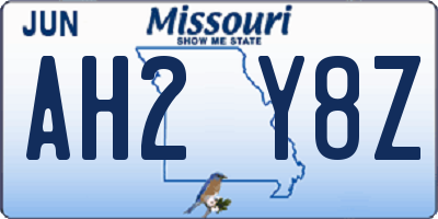 MO license plate AH2Y8Z