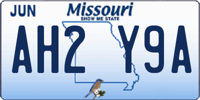 MO license plate AH2Y9A