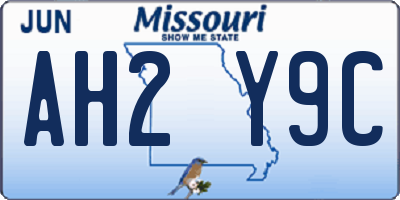 MO license plate AH2Y9C