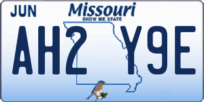 MO license plate AH2Y9E