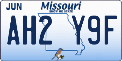 MO license plate AH2Y9F