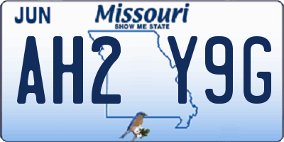 MO license plate AH2Y9G