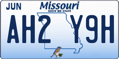 MO license plate AH2Y9H