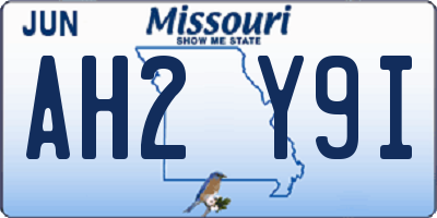 MO license plate AH2Y9I