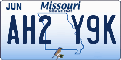 MO license plate AH2Y9K