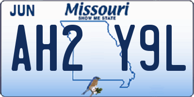MO license plate AH2Y9L