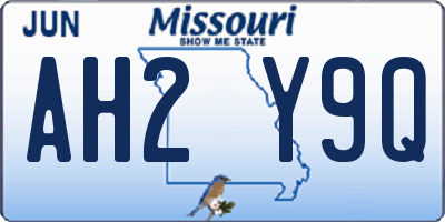 MO license plate AH2Y9Q