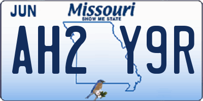 MO license plate AH2Y9R