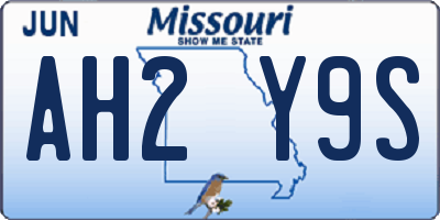 MO license plate AH2Y9S