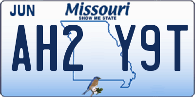 MO license plate AH2Y9T