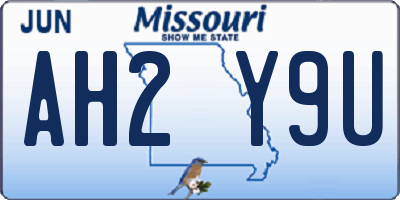 MO license plate AH2Y9U