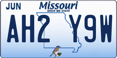MO license plate AH2Y9W
