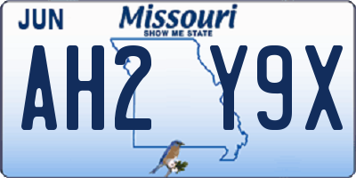 MO license plate AH2Y9X