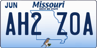 MO license plate AH2Z0A
