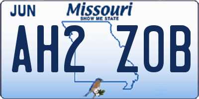 MO license plate AH2Z0B