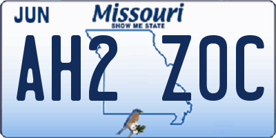 MO license plate AH2Z0C