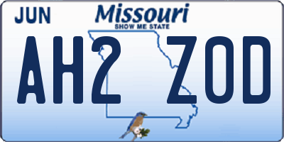 MO license plate AH2Z0D