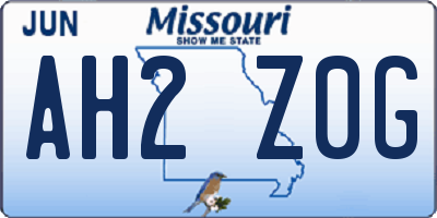 MO license plate AH2Z0G