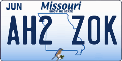 MO license plate AH2Z0K